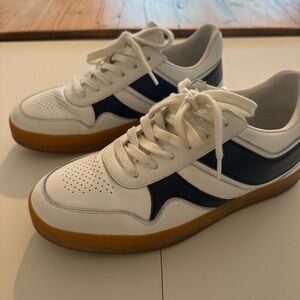 Celine White and Navy Leather Sneakers with Gum Sole Sz 39 US 9